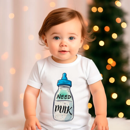 Бебешко боди с бутилка мляко и надпис Need Milk