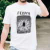 Тениска за Гергьовден за Георги или Гергана Тениска с надпис Георги и черна овца в стадо, бял органичен памук