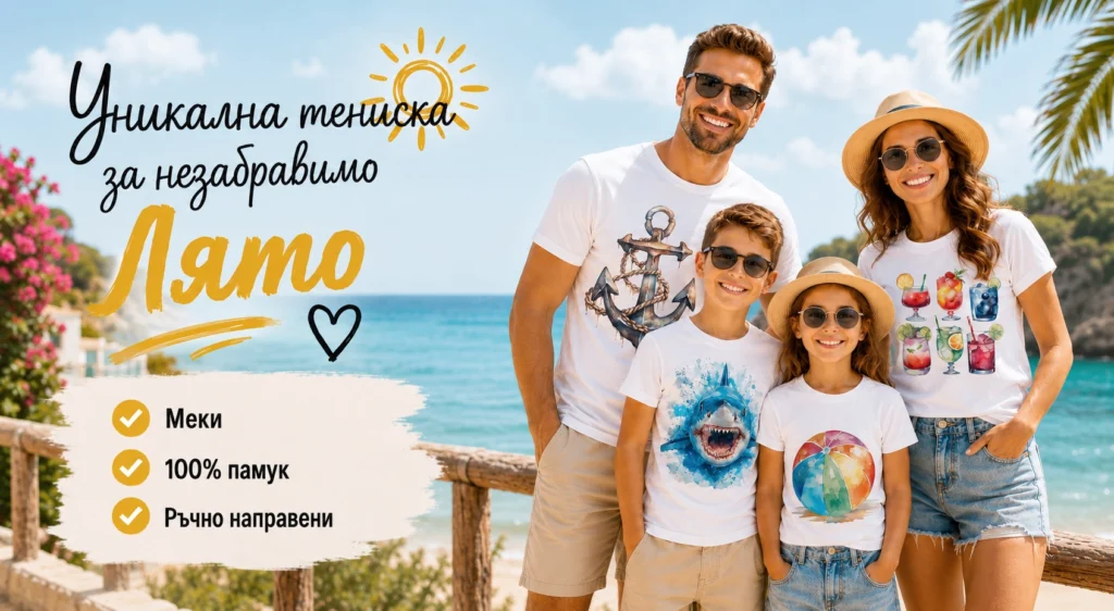Тениски за лято и море със летни дизайни, сладолед, диня