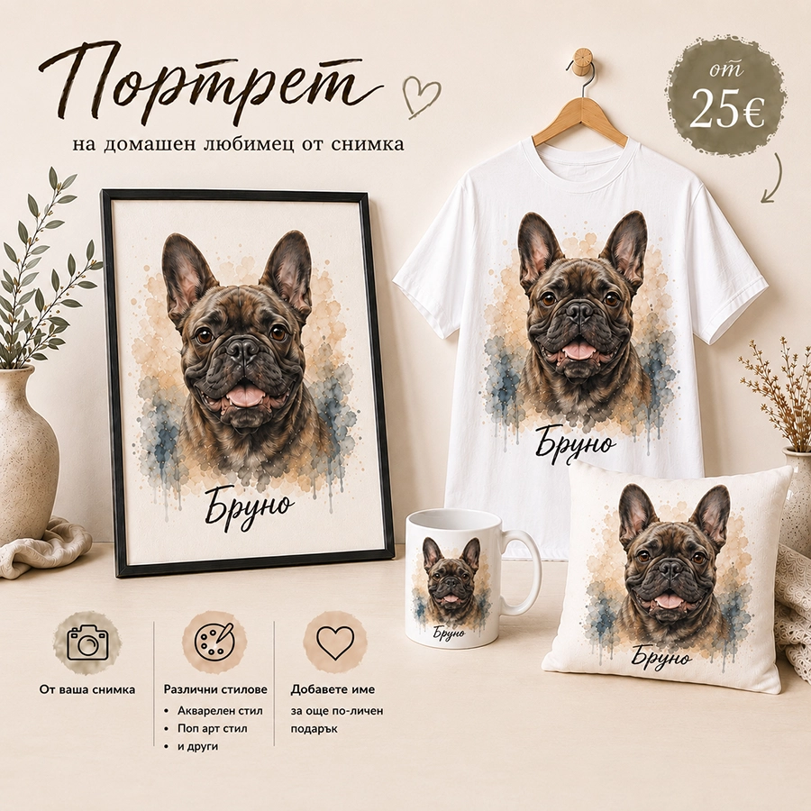 Тениски с кучета и персонален портрет по снимка от Teniskata.bg