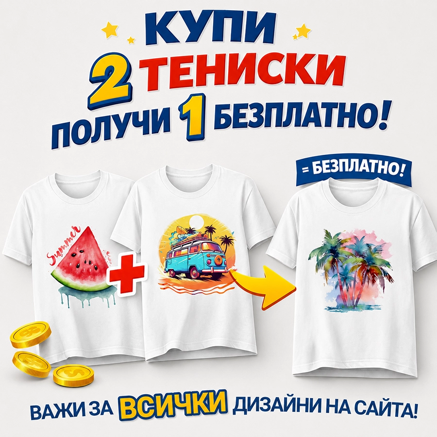Промоция купи 3 тениски и плати само 2 от Teniskata.bg