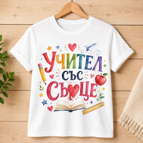 ts024-teniska-za-uchitel-sas-sartse-moliv-i-knigi-3 Тениска за учител със сърце, молив и книги
