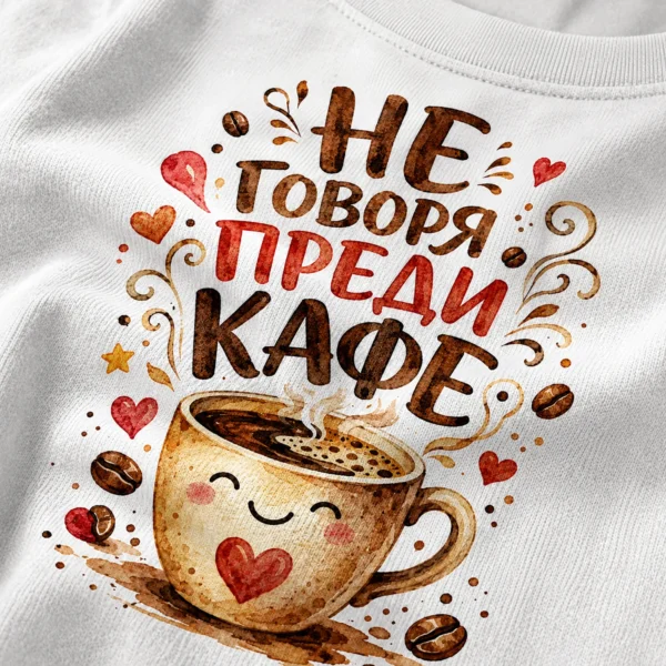 Тениска с надпис Не говоря преди кафе, изглед 2