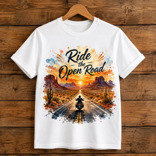 ts038-teniska-s-motor-pustinen-pat-ride-the-open-road-3 Тениска с мотор на пустинен път Ride the open road