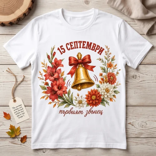 ts191-detska-teniska-15-septemvri-parviyat-zvanets-3 Детска тениска за първия учебен ден с дизайн 15 септември