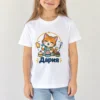 Момиче с бяла детска тениска с коте сладкар с мъфини и име Дария – дизайн за малки деца
