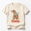 Детска тениска със зайче с барабанче и име Елена – натурална, дизайн за по-големи деца, вариант 2