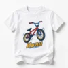 Детска тениска с BMX колело в скок и име Иван – бяла, дизайн за по-големи деца, вариант 3