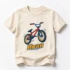 Детска тениска с BMX колело в скок и име Иван – натурална, дизайн за по-големи деца, вариант 3