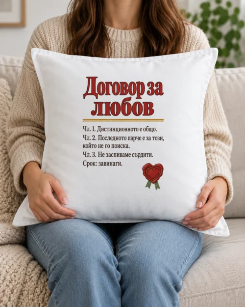Бяла възглавница с договор за любов и восъчен печат сърце Бяла възглавница с договор за любов и восъчен печат сърце