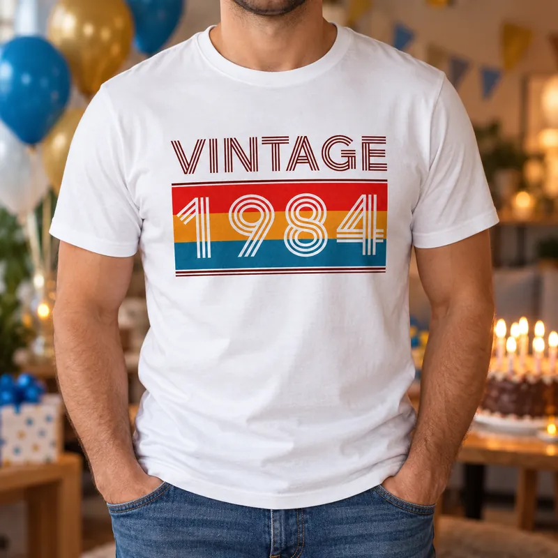 Тениска за рожден ден с надпис Vintage 1984